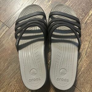 CROCS Black and Gray Slide Sandals